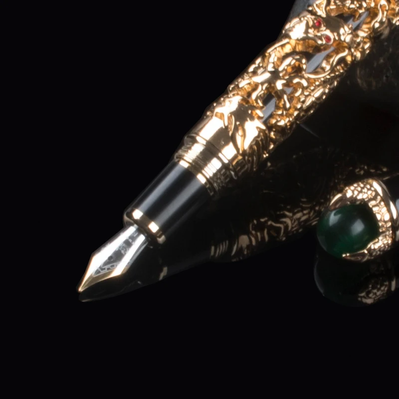 Отличный роскошный Средний M перо Золотого Дракона зажим со школьной подарочной