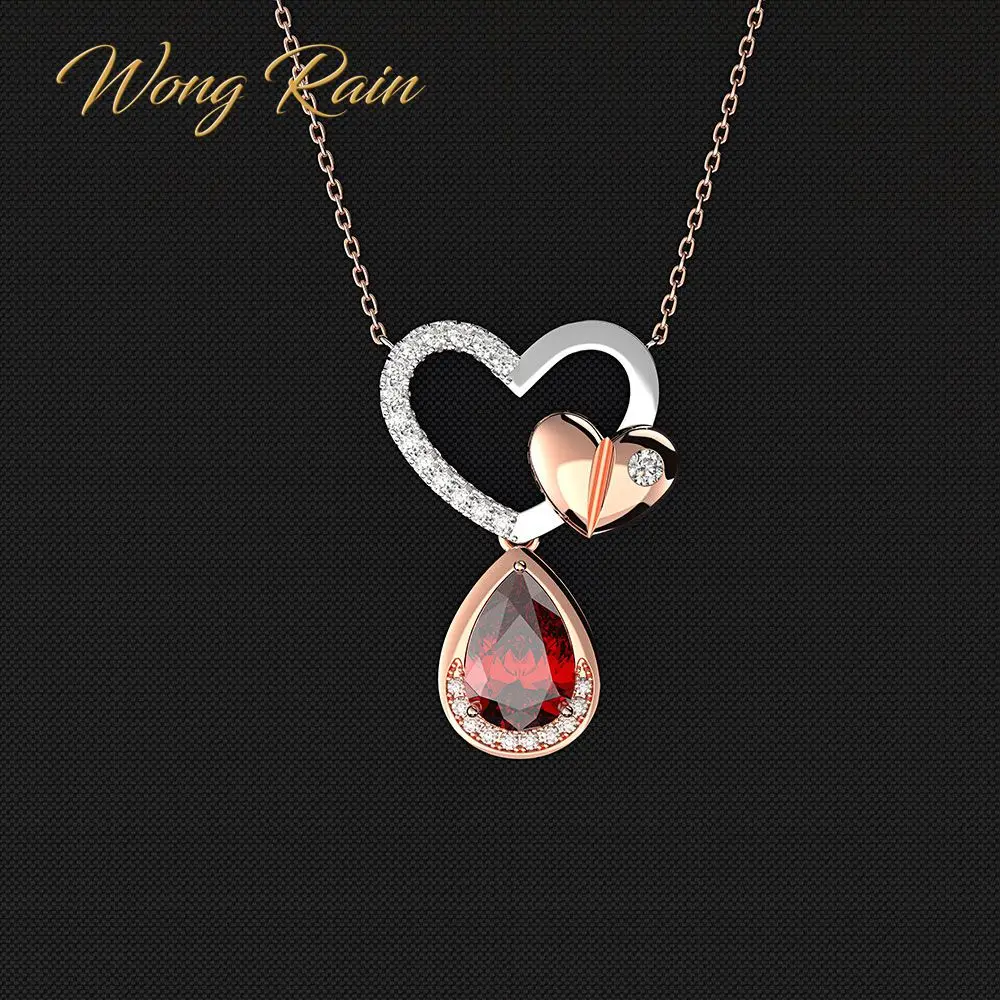 Wong Rain модный 100% стерлингового серебра 925 искусственный Муассанит Рубин