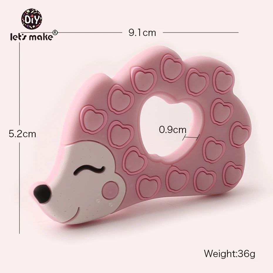 Let's Make 10pcs Silicone Teether Hedgehog BPA Free Teething Cartoon Porcupine Food Grade 7-9 months Baby Teethers Patent Owner | Мать и
