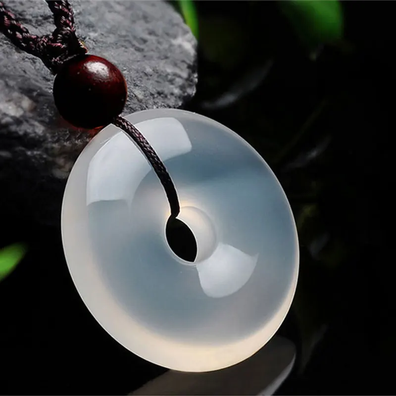 Натуральный белый халцедон Pingan Пряжка кулон мужчины и женщины агат амулет