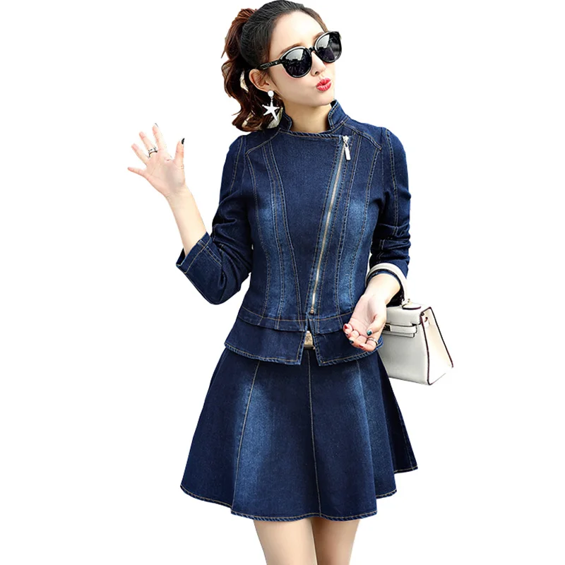 Весенний джинсовый костюм платье модный дизайн Корейская версия ковбоя из двух