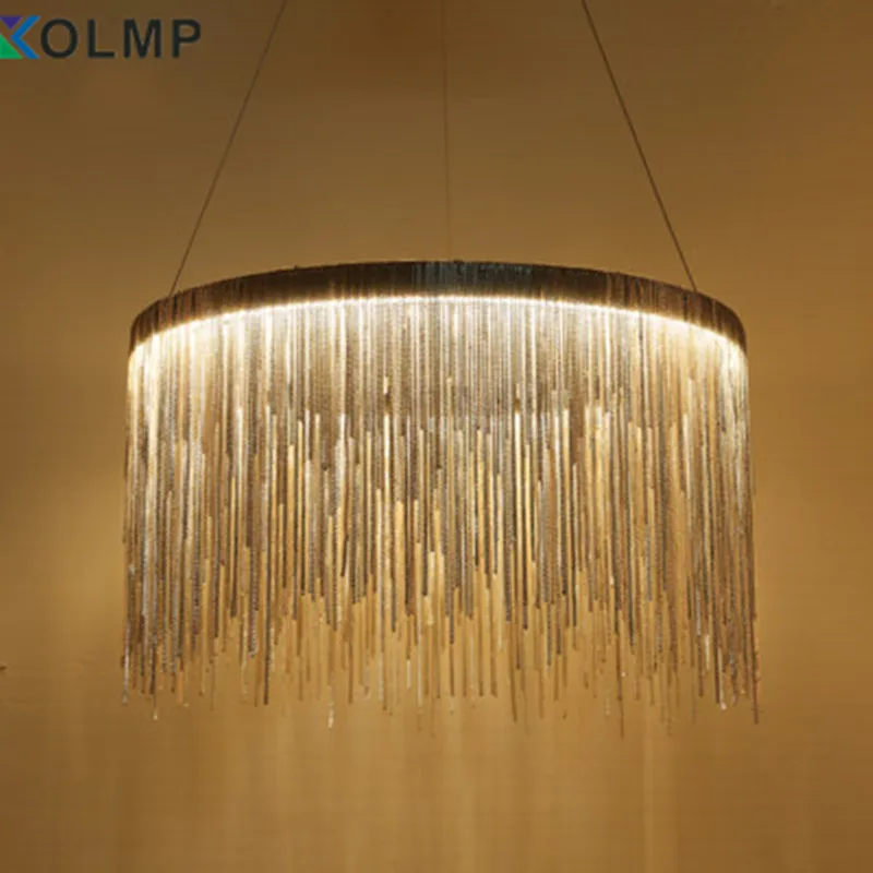 Серебряная железная люстра с кисточками и цепочкой роскошный светильник в