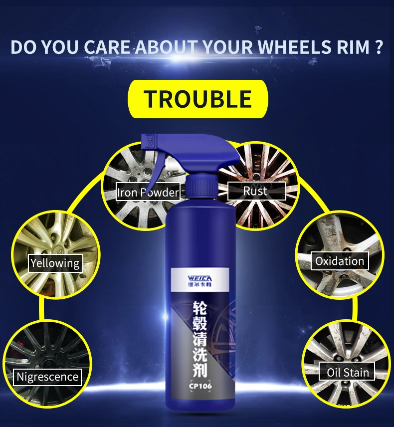 Автомобильный очиститель обода колеса Уход за распылением автомобильный обод