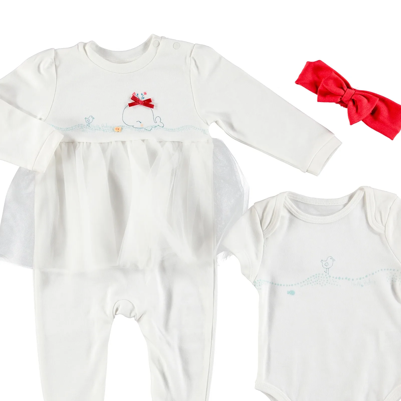 HelloBaby Little Whale Theme Baby Romper Bodysuit Headband Set |