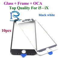10pcs cold press 3 in 1 front screen glass with frame oca for iphone x 8 7 6 6s plus 5s 5 close original quality repalcement