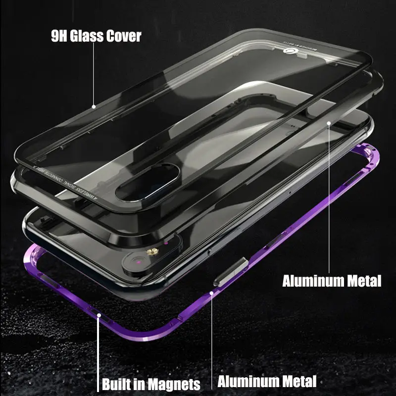 For Samsung Galaxy S9 Plus Magnetic Glass Case Metal Aluminum Frame + Back Cover 9H Hardness Tempered Phone Cases 2018 |