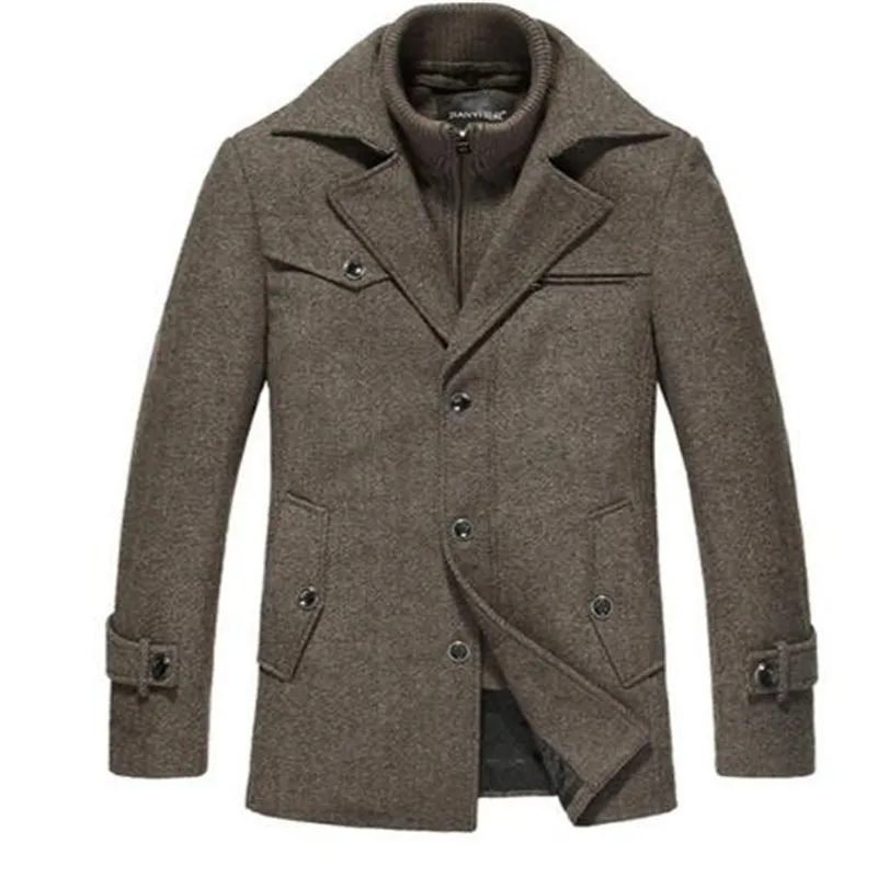 Зимнее шерстяное пальто мужская приталенная куртка Мужская модная верхняя