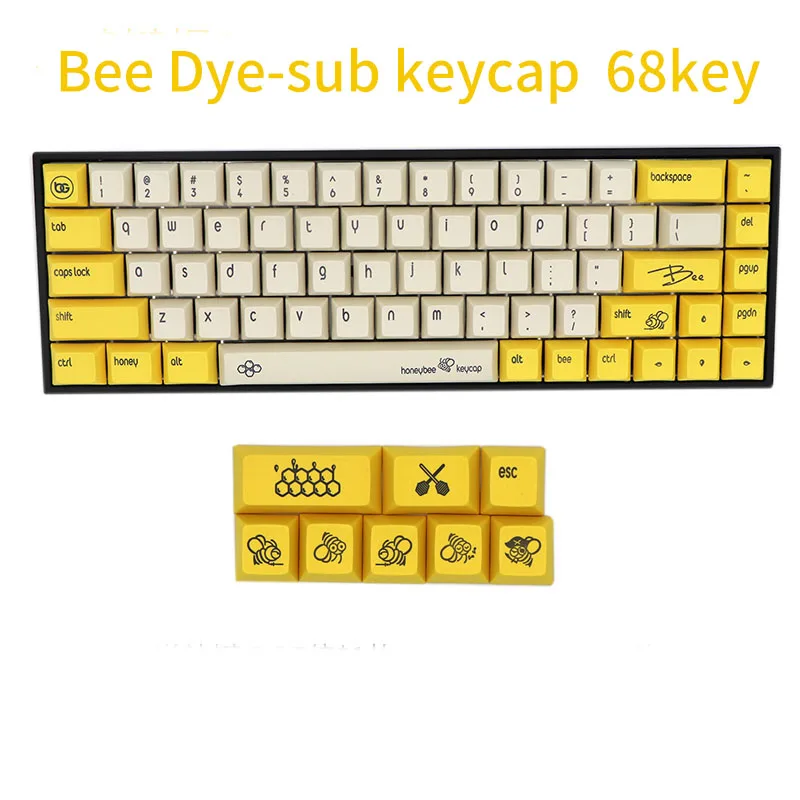 BGKC DSA Bee Тепловая Сублимация красителя для печати, PBT keycap для проводной USB механической клавиатуры Cherry MX switch keycaps
