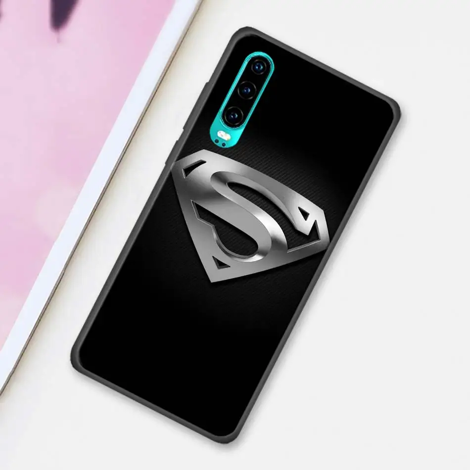 Черный чехол с логотипом Marvel СУПЕРМЕНА для huawei P30 20 Pro P10 P20 P30 Lite mate 10 20 Lite P Smart Plus чехол