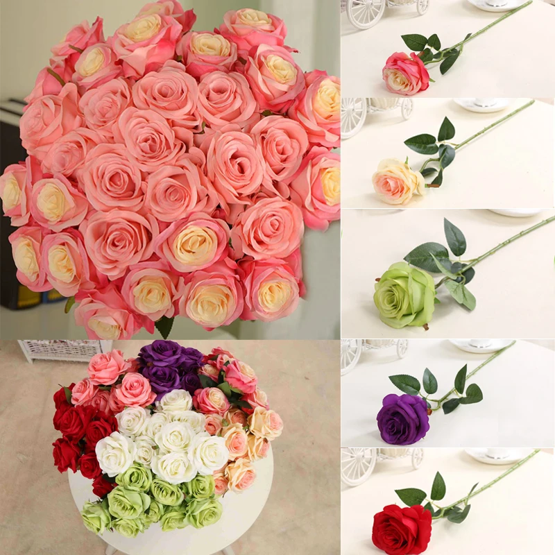 10 шт. Шелковые Розы Искусственные цветы Свадебные украшения поддельные цветок