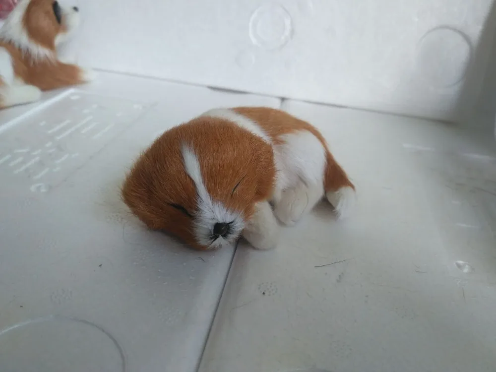 

mini 10x7x4cm simulation yellow&white sleeping dog model polyethylene&furs handicraft Miniatures decoration toy gift a2273