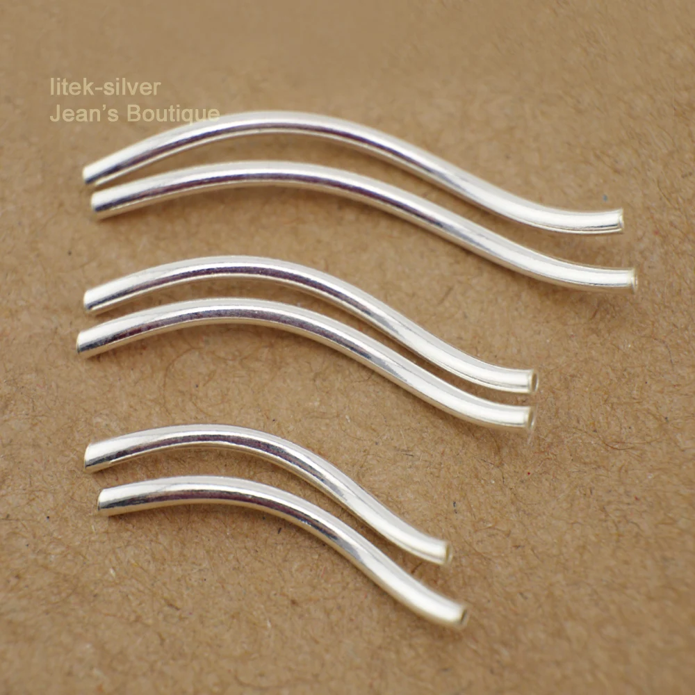2 шт. S92 цельный браслет из стерлингового серебра SIL Twist Curve Tube Spacer Beads Jewelry A2490 |