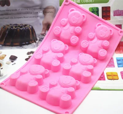 

6 cavity bear shape silicone mould handmade soap Chocolate Fondant cake mould Baking mold DIY tools
