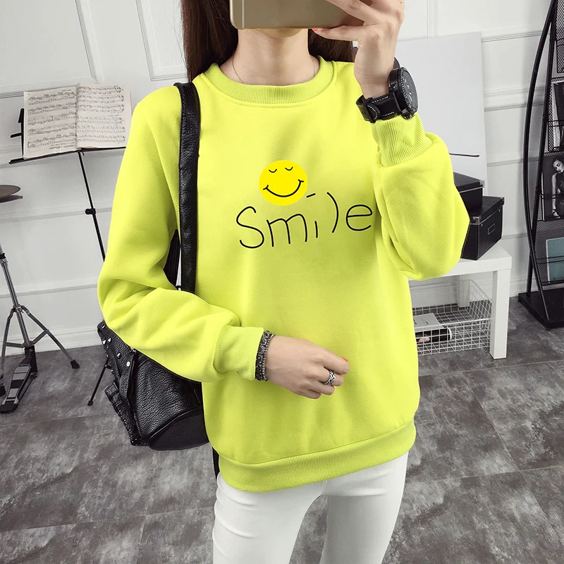 2018 корейский новый осенне-зимний женский пуловер Толстовка пальто Kawaii Smile Expression