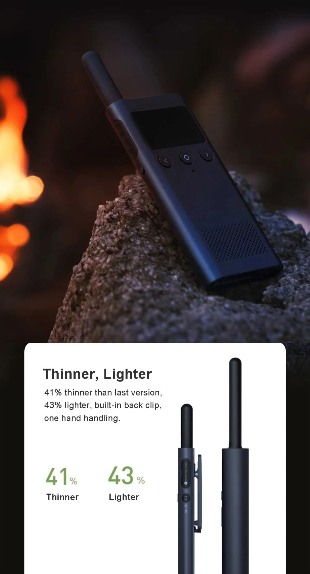 Xiaomi Mijia Walkie Talkie 1S 20 каналов 430-440 МГц двухстороннее радио Смарт Bluetooth переговорные USB зарядка приложение расположение поделиться