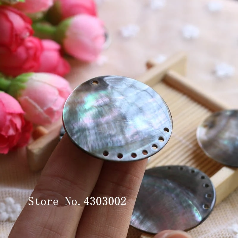50 шт./лот 35 мм натуральный черный круглый перламутровый корпус для DIY ювелирных
