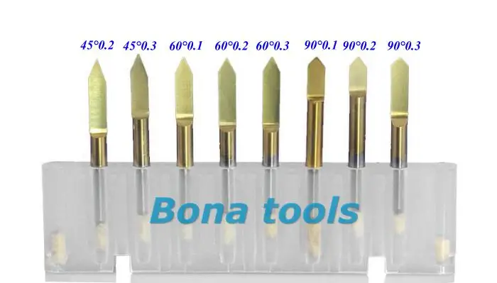 

10pcs shank 3.175mm, angle 45, tip 0.1mm wood milling cutter set, cnc cutting engraving bit, coated router bits v shaped cutters
