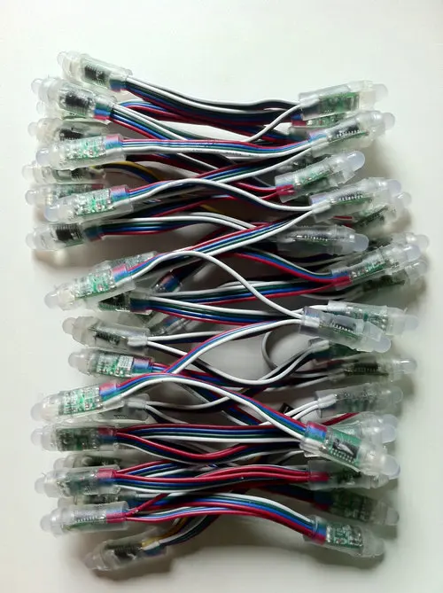 100 шт. 12 мм WS2801 RGB полный Цвет светодиодный пиксель Водонепроницаемый Адресуемых