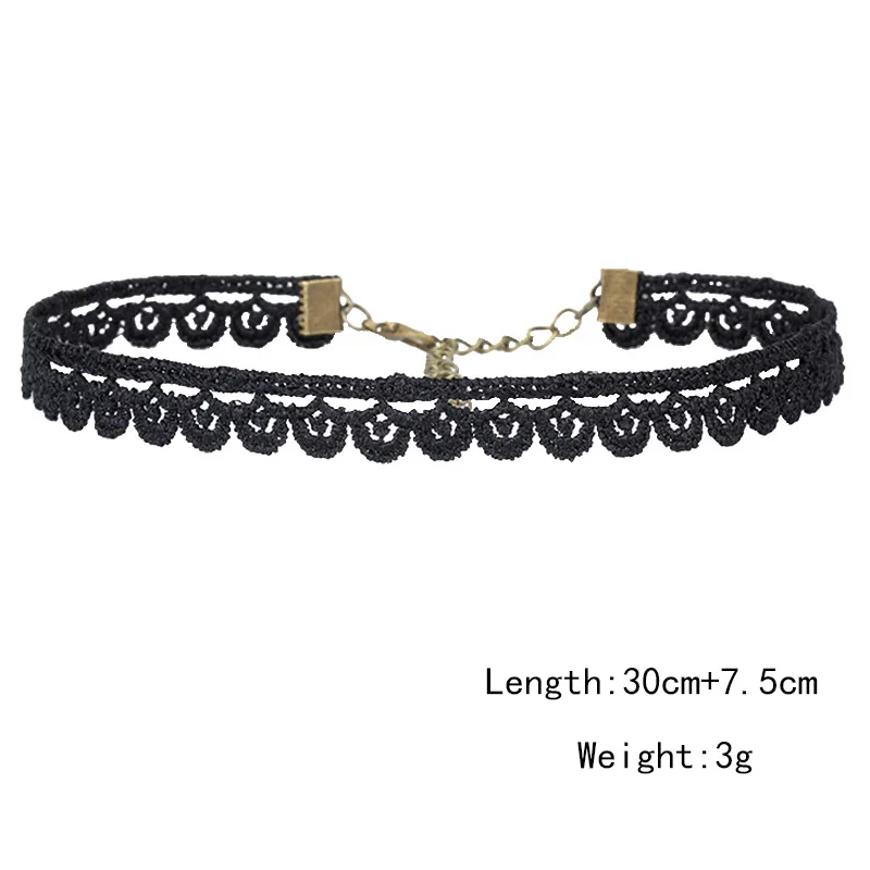 Модное ювелирное ожерелье в богемном стиле женское черное кружевное широкое