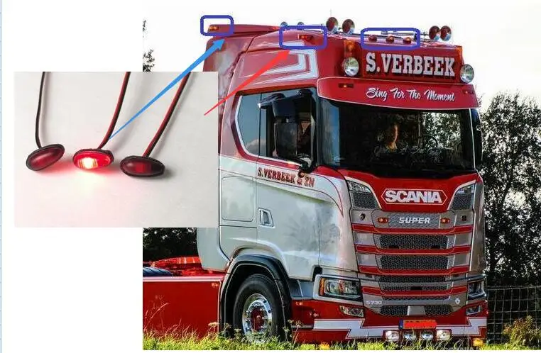 Переднее освещение/крыша/светодиодные фары для масштаба 1/14 RC Tamiya SCANIAA трактор R730