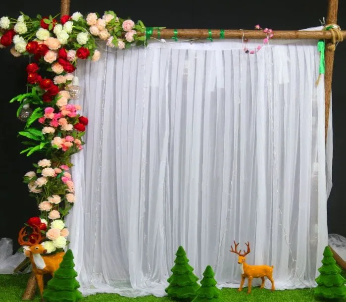 3X3M bright dream gauze wedding backdrop background for Baby shower white curtains christmas event banquet | Дом и сад