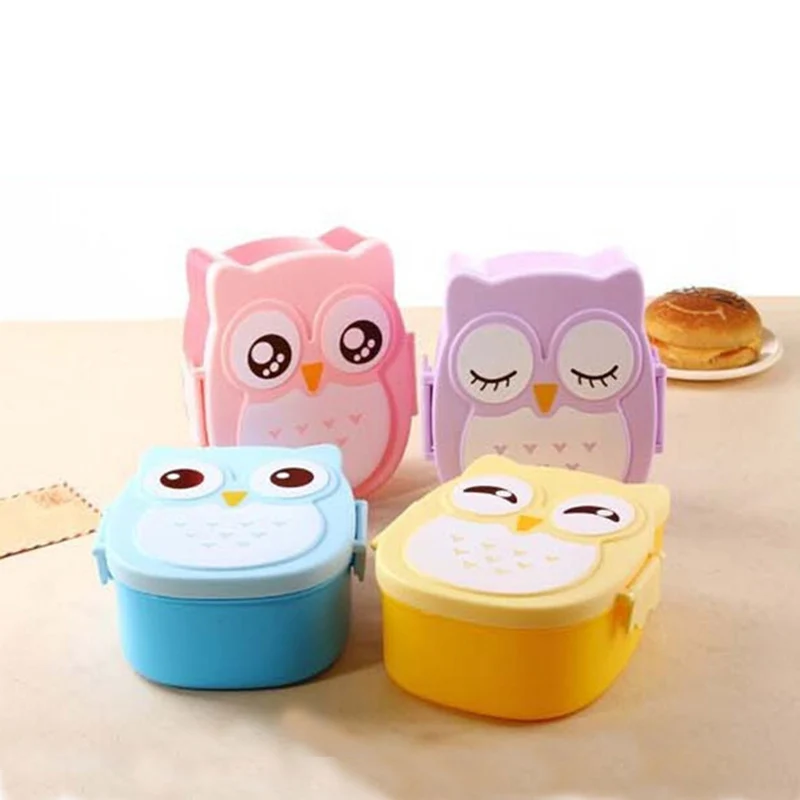 800-1000ml health care material 1 layer Bento cartoon children owl lunch box storage tableware | Дом и сад