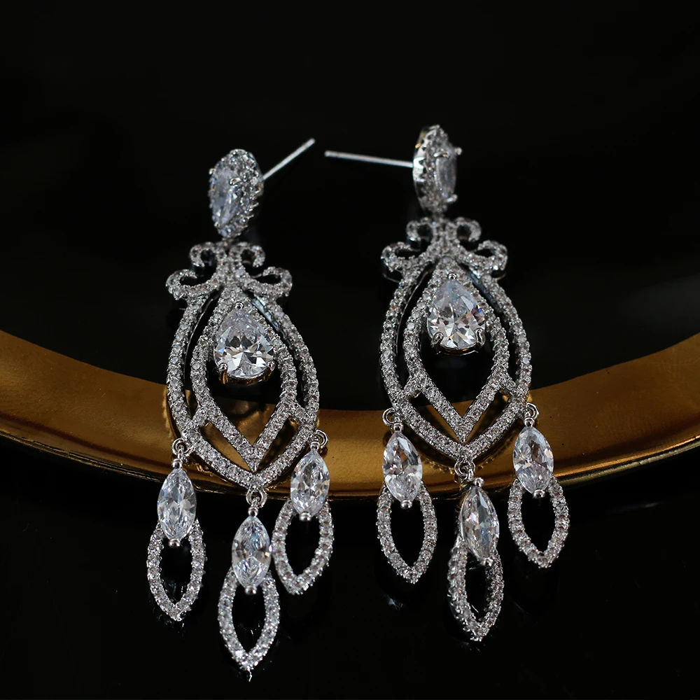 Gotas de agua de moda de lujo AAA циркон modelos femeninos novias pendientes colgantes post Бесплатно
