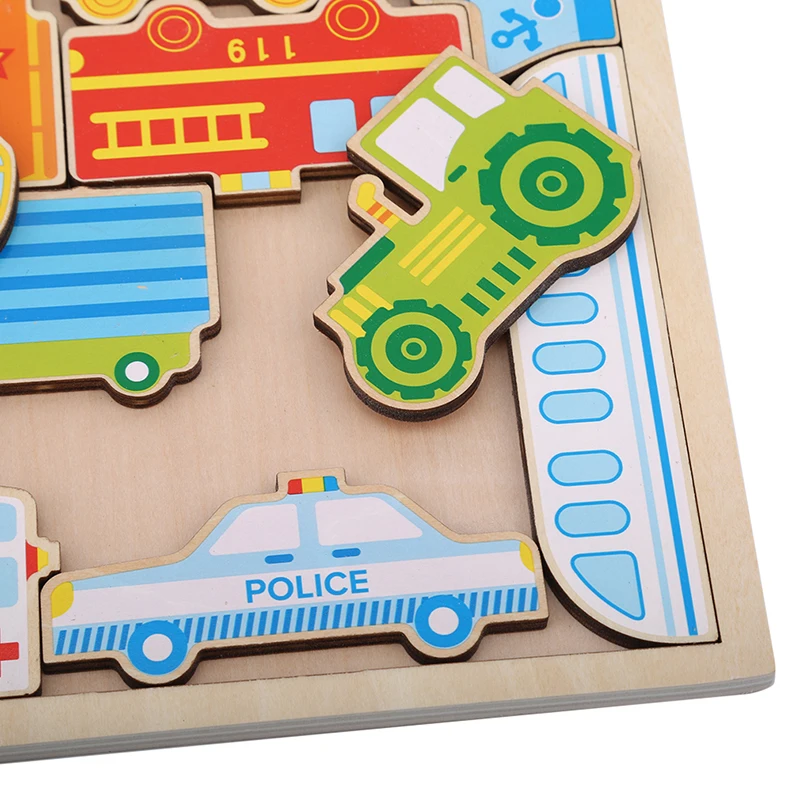

Colorful 3D Cartoon Animals Vehicle Wood Puzzles Jigsaw Toys For Children Intelligence Development Baby Early Educational Toys