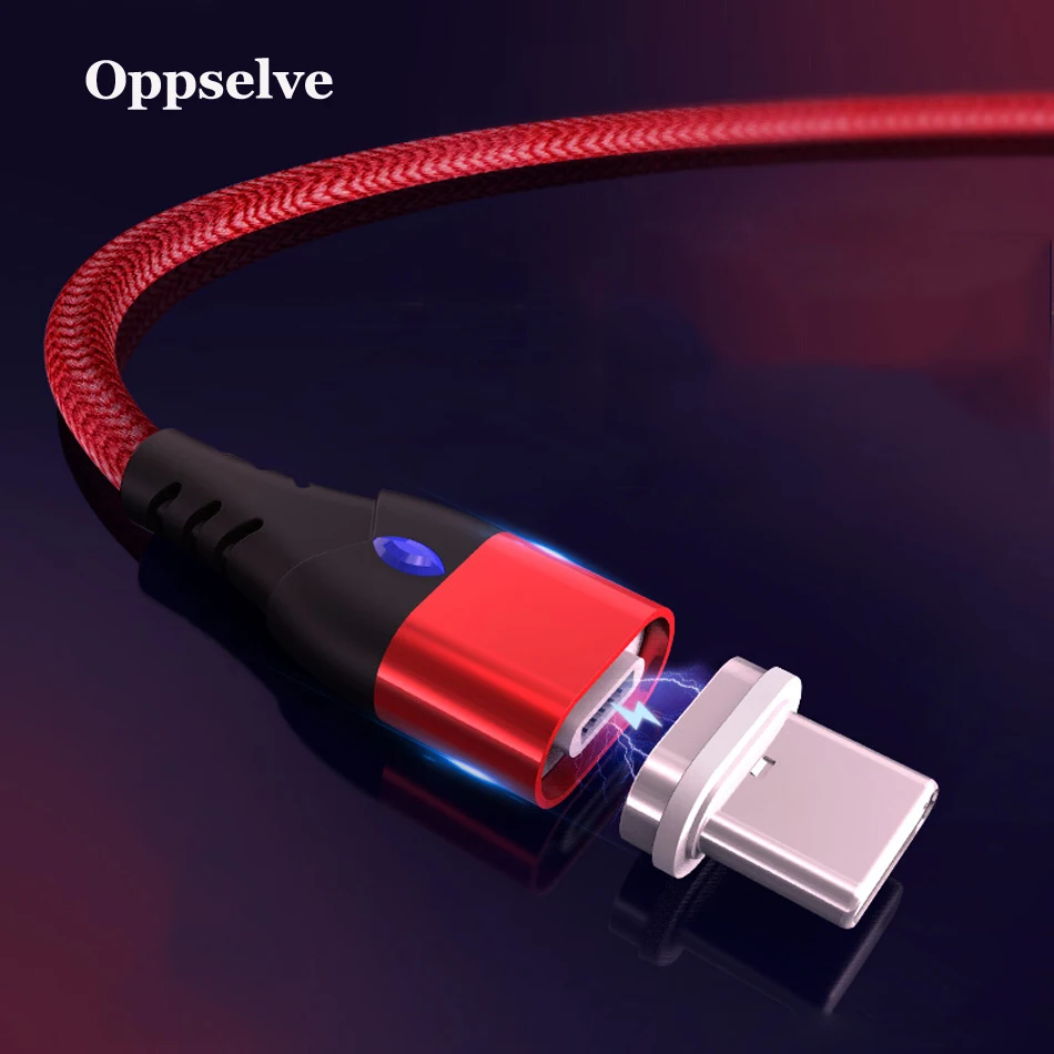 Oppselve 1 м светодиодный магнитный usb-кабель для iPhone Xs Max 8 7 6 и кабель USB type C и кабель Micro usb для samsung Xiaomi LG USB C Tubo