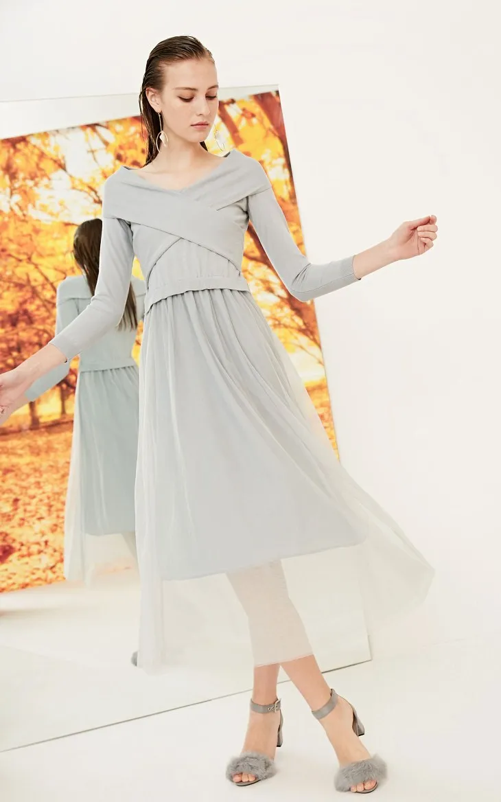 Vero Moda трикотажные Gauzy Splice 3/4 рукава Макси/длинное платье Вечерние платья | 31837C530