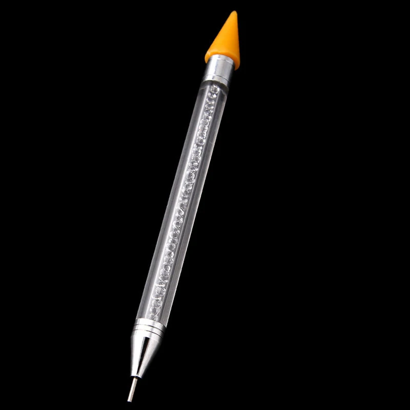 1 Pcs Dual-ended Dotting Pen Dotting Pen Crystal Beads Handle Rhinestone Studs Picker Wax Pencil Manicure Nail Art Tool - Цвет: Светло-серый