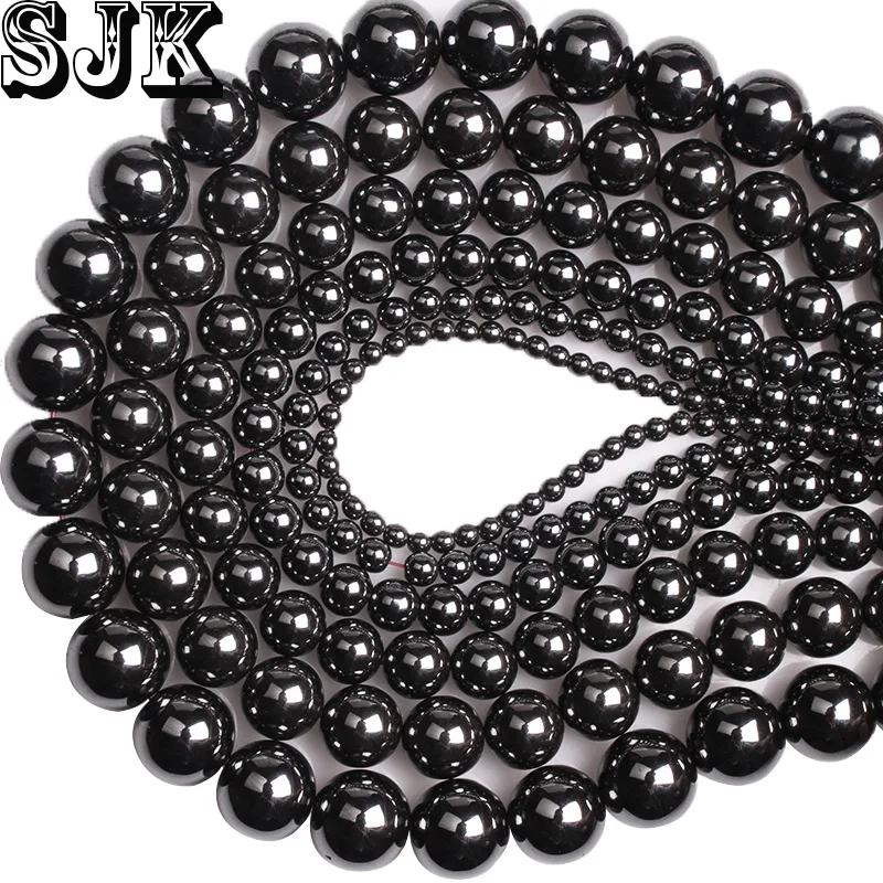 Natural Stone Black Hematite Round Loose Beads For Jewelry Charms Bracelet Necklace Making 2 3 4 6 10 8 12 14 16 18 20mm | Украшения и