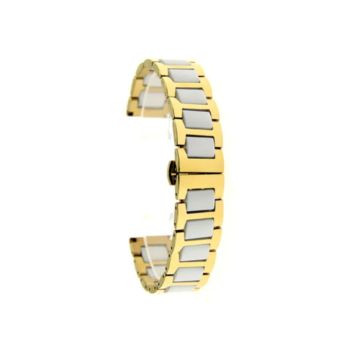 white and gold Аксессуары для Apple Watch Iwatch ремешок 42 40 44 мм серия 3 4 5 розовое золото черный белый нержавеющая сталь серебро и керамические полосы - Цвет ремешка: white and gold