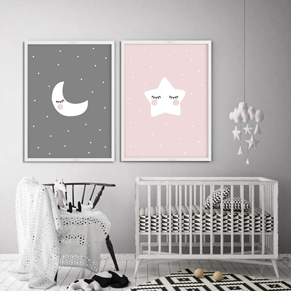 Детские Цитата Холст плакат Moon Star искусство мультфильма принт минималистский