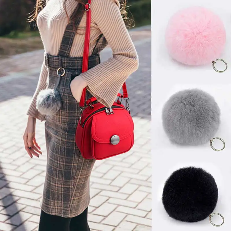 7 см Модный большой брелок из искусственного меха кожаная сумка помпон