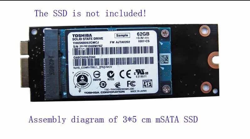 

mSATA SSD to 2012 Macbook Pro Retina iMac A1398 MC975 MC976 17+7pin SSD Convertor Card Adapter