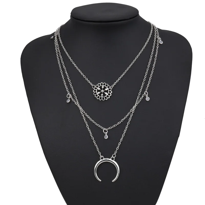 Tenande винтажные Многослойные Полые резные цветы кристалл кисточка Чокер ожерелья