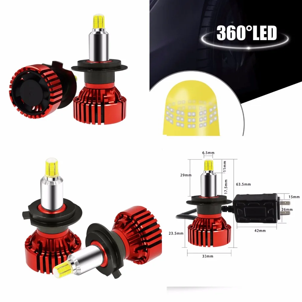 360 градусов освещения 36 СИД smd CSP светодиодный H7 лампа с canbus 70 Вт 14000LM H8 H11 9005 авто