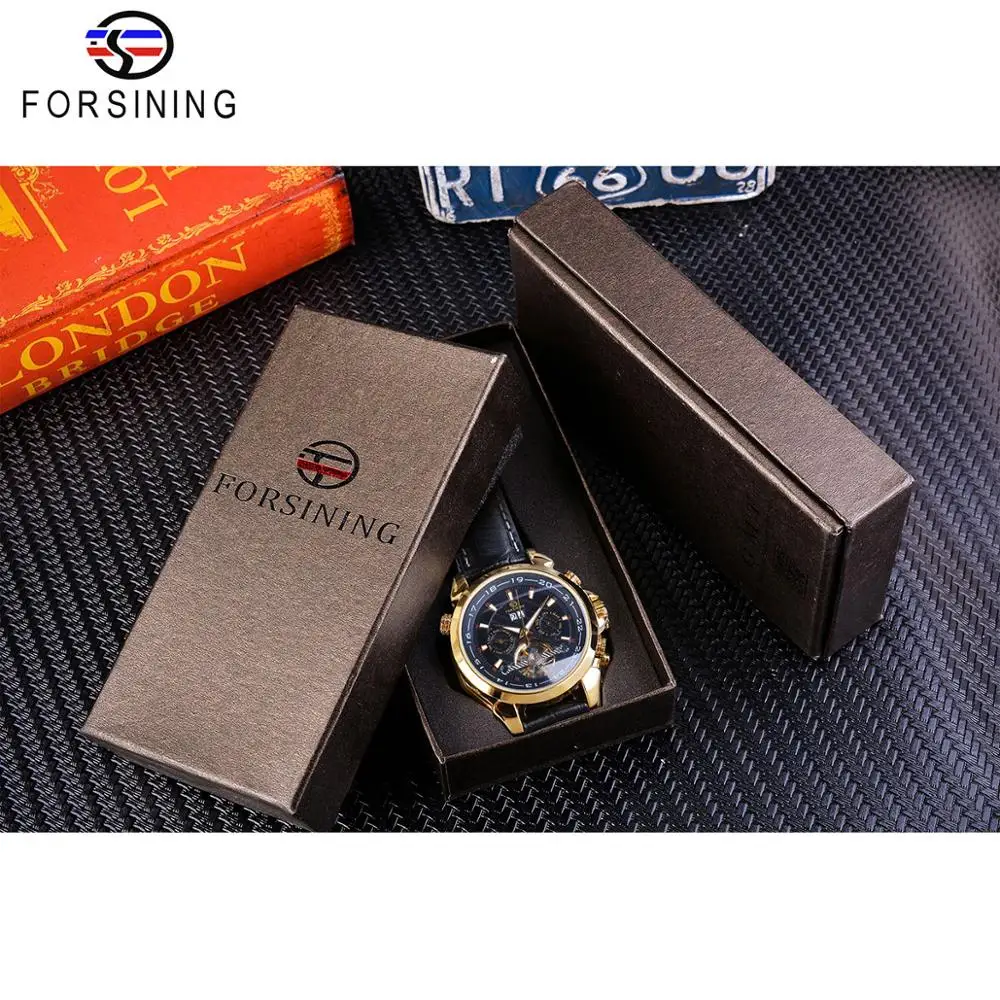 

Forsining Tourbillon Mechanical Watch Male Automatic Calendar Genuine Leather Band Dress Wristwatches Clock Relogio Montre Homme