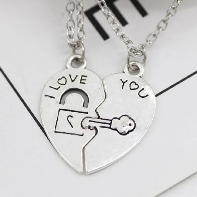 Изысканные модные идеи ожерелье с замком в форме сердца надписью I love you на