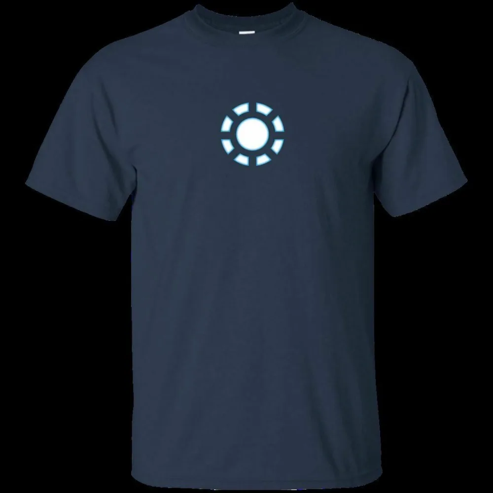Arc Reactor Led Iron Man Старк Тони хит черная темно синяя футболка Мужская короткая 2019