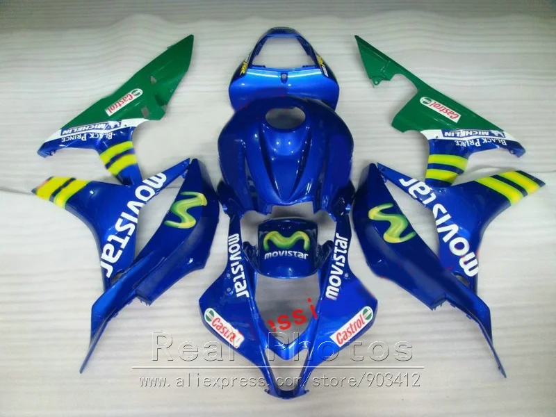 Литье под давлением для Honda обтекатель комплект CBR600RR 2007 2008 синий зеленый