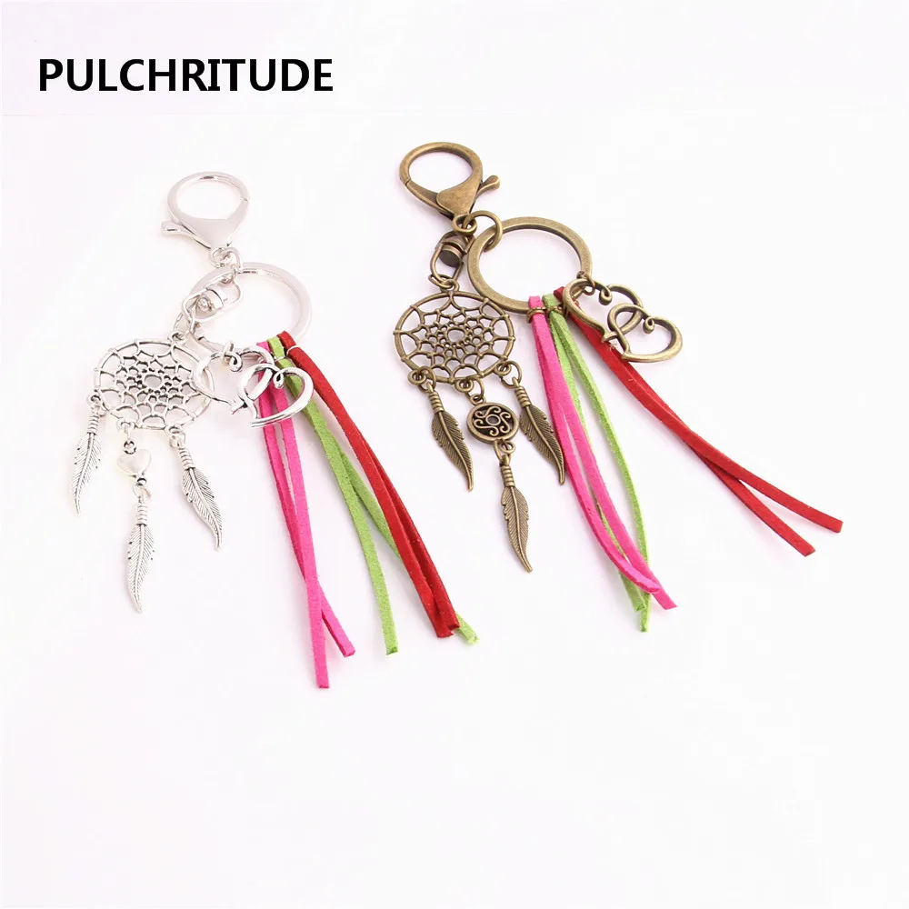 PULCHRITUDE 2 шт./лот металлический брелок в форме сердца кулон ручной работы Dreamcathcer
