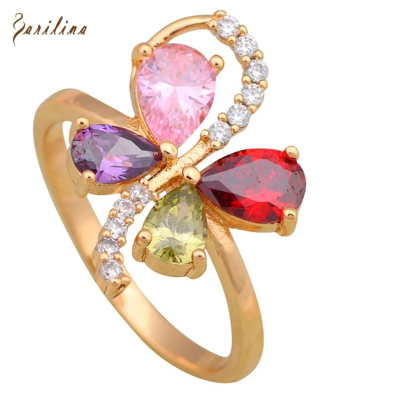 Новинка Лидер продаж Jewellery циркония кольца для девочек желтое золото разных