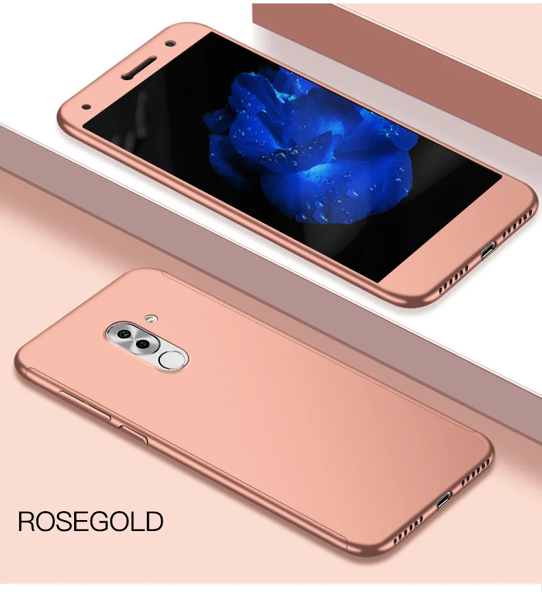 Противоударный 360 градусов чехол для huawei Honor 7 7C 8 8X 8A 9 9i 10 20 Lite 9X 6X 7X полное покрытие для Honor V9 играть V10 V20 20i Coque - Цвет: RoseGold