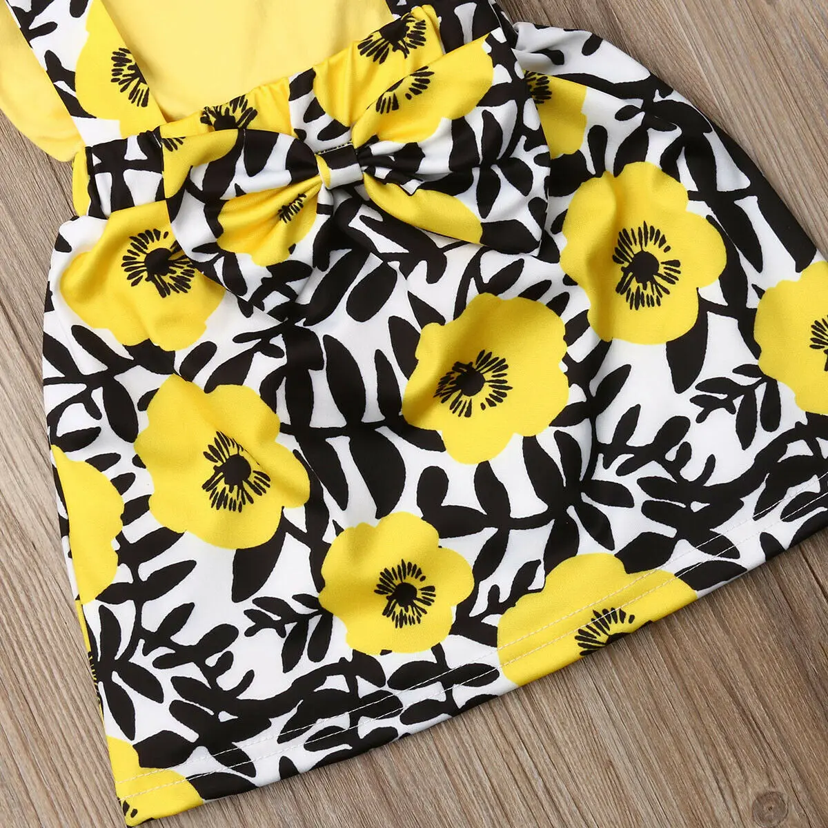 3PCS Toddler Baby Girls Long Sleeve Romper Sunflower Bib Skirt Outfits Cotton | Мать и ребенок