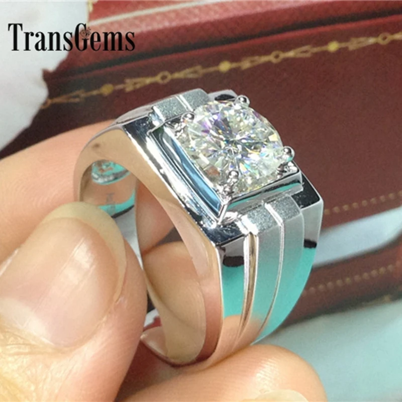 Трансвеститы, роскошное качество, 14 K 585, белое золото, кольцо, классика, 1 карат муассанит, мужское обручальное кольцо, обручальное кольцо для мужчин