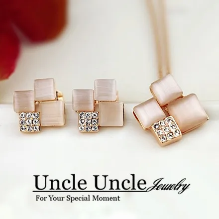 Розовое золото цвет высокого качества квадратный опал внутри геометрический