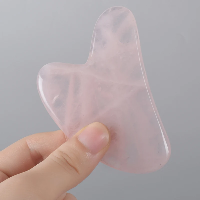 Инструмент для ухода за лицом гуаша из розового кварца массажер лица шеи макияжа