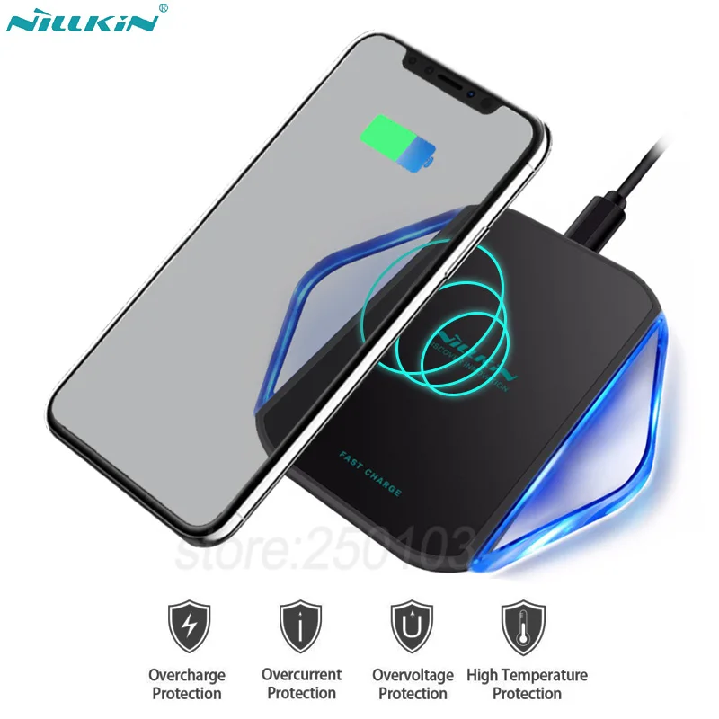 Nillkin 10 Вт Qi быстрая Беспроводная зарядка для iPhone X XR XS Max 8 Беспроводное зарядное устройство для samsung Galaxy Note 9 8 S7 S8 S9+ Plus